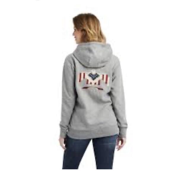 Ariat Tops - Ariat Chimayo Collection Thunderbird Hoodie Gray Centinela Arts Womens M